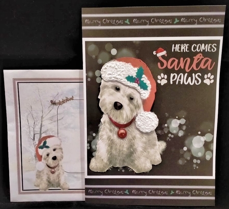Santa Paws Decoupage Card Mini Kit 7x7 - Westie by Margarette Blakeborough
