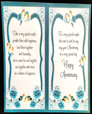 Tall Roses Blue and Vanilla Anniversary Card by Margarette Blakeborough