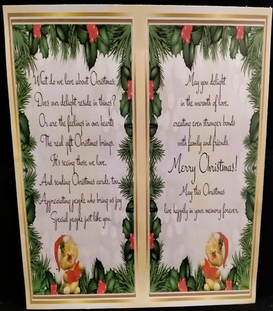 Lovely Holly and Berry frame with a kitty carol singing 8x8 by Margarette Blakeborough
