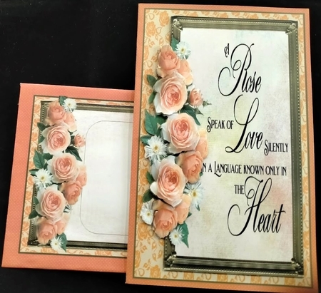 3 Peach rose card front/toppers with verse 5 by Margarette Blakeborough