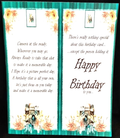 Floral Camera birthday card topper for 6x6 card by Margarette Blakeborough