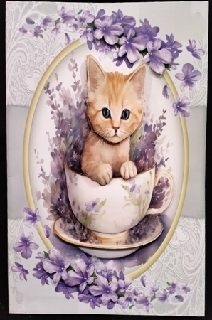 8x8 Mini Kit, Gorgeous Kitty In a Teacup by Margarette Blakeborough