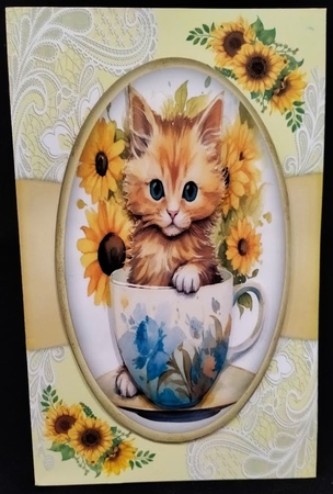 8x8 Mini Kit, Gorgeous Kitty In a Teacup by Margarette Blakeborough