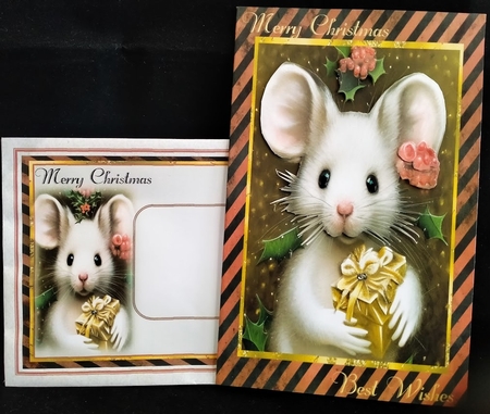 Happy Kris Mouse 01 - 3D Decoupage kit + Insert & Gift Tag by Margarette Blakeborough