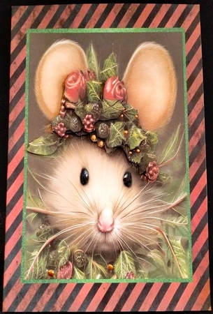 Happy Kris Mouse 06 - 3D Decoupage kit + Insert & Gift Tag by Margarette Blakeborough