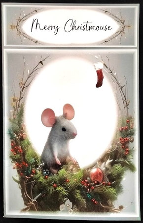 Happy Kris Mouse 06 - 3D Decoupage kit + Insert & Gift Tag by Margarette Blakeborough