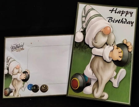 Lawn Bowls Gnome Shaped Card by Margarette Blakeborough