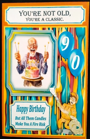 Age 90 Birthday candles card front by Margarette Blakeborough
