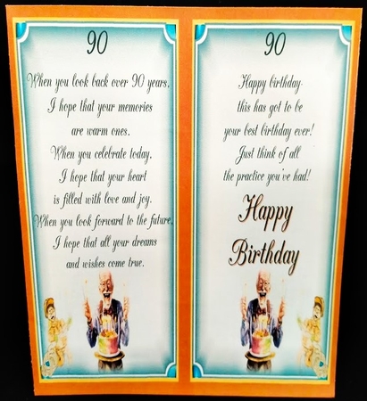 Age 90 Birthday candles card front by Margarette Blakeborough