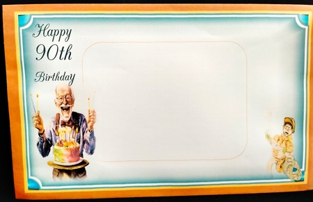 Age 90 Birthday candles card front by Margarette Blakeborough