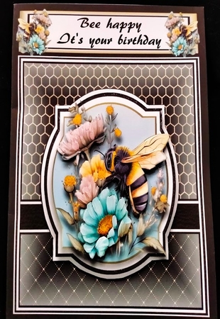 8x8 Beautiful Bees 3 Card Front with Sentiments  by Margarette Blakeborough