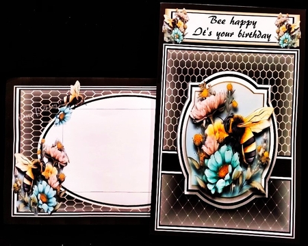 8x8 Beautiful Bees 3 Card Front with Sentiments  by Margarette Blakeborough