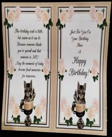 8x8 Meow Coffee Card Front with Sentiments  by Margarette Blakeborough