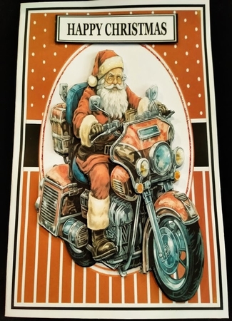 SANTA RIDING A MOTORBIKE by Margarette Blakeborough