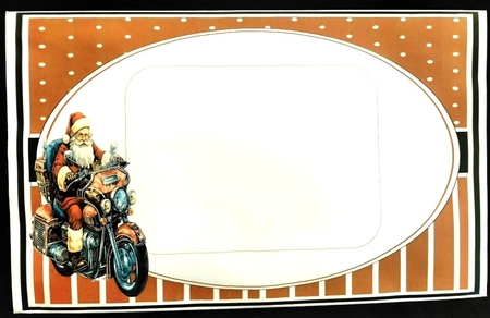 SANTA RIDING A MOTORBIKE by Margarette Blakeborough