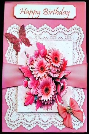 All Occasions 7 x 7 Pink Floral Card by Margarette Blakeborough