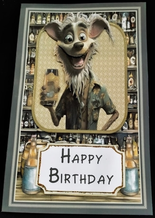 Large funny dog with beer topper by Margarette Blakeborough