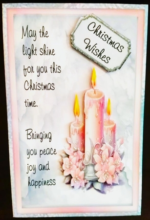 Christmas Candles 1 - 6x6 inch card front with decoupage by Margarette Blakeborough