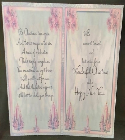 Christmas Candles 1 - 6x6 inch card front with decoupage by Margarette Blakeborough