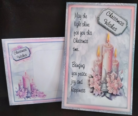 Christmas Candles 1 - 6x6 inch card front with decoupage by Margarette Blakeborough