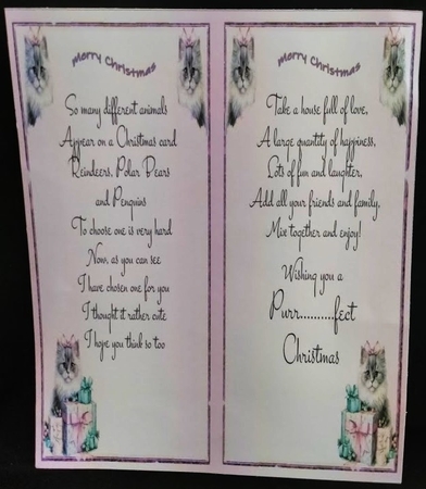 Pretty  Pink Christmas With Kitten 8x8 (One) Card/Fronts by Margarette Blakeborough