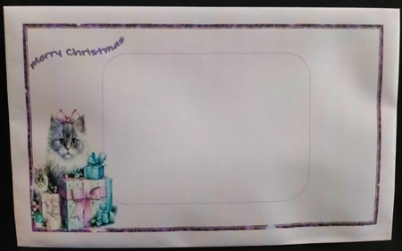 Pretty  Pink Christmas With Kitten 8x8 (One) Card/Fronts by Margarette Blakeborough