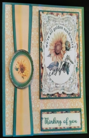 Sunflower sentiment panel card front by Margarette Blakeborough