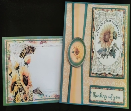 Sunflower sentiment panel card front by Margarette Blakeborough