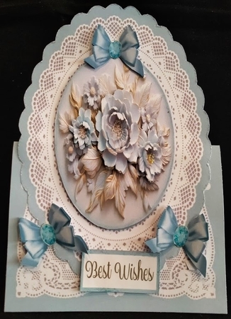 All Occasions Blue Lilac Floral 7 x 7 Shaped Card by Margarette Blakeborough