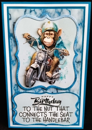 Motorbike Monkey 7 x 5 Birthday/Past Bike Test Card by Margarette Blakeborough