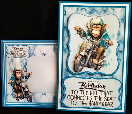 Motorbike Monkey 7 x 5 Birthday/Past Bike Test Card by Margarette Blakeborough