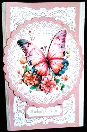 All Occasions Breast Awareness Butterfly 7 x 5 Card by Margarette Blakeborough