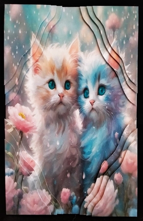 Two Beautiful Kittens In Flowers 7x7 Card Kit. Matching Box, Gift Bauble,Tag by Margarette Blakeborough