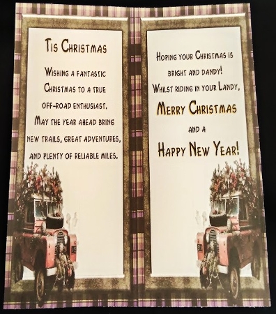 Christmas Land Rover card front 14 by Margarette Blakeborough