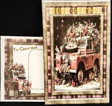 Christmas Land Rover card front 14 by Margarette Blakeborough