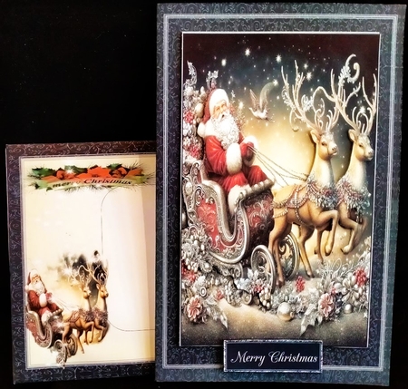 8 x 8 Santa in his sleigh quick card front.1 by Margarette Blakeborough