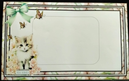 Floral Hugs & Kitten Kisses Octagon Tent Card by Margarette Blakeborough