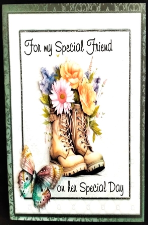 Special Friend 4 - 6x6 inch card front with decoupage by Margarette Blakeborough