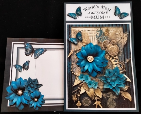 Mothers Day A5 Blue Floral Card Kit by Margarette Blakeborough