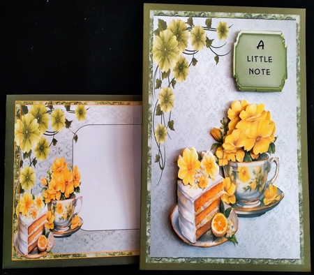Afternoon Tea 4 - 6x6 inch card front with decoupage by Margarette Blakeborough