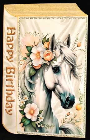 Cute Floral Horse Peach Folded Book (Two) by Margarette Blakeborough