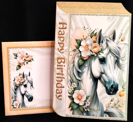 Cute Floral Horse Peach Folded Book (Two) by Margarette Blakeborough