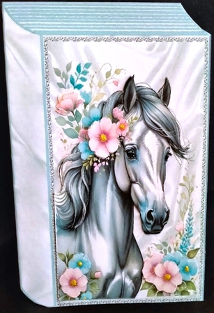 Cute Floral Horse Blue Folded Book (Three) by Margarette Blakeborough