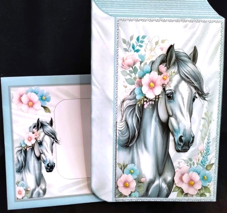 Cute Floral Horse Blue Folded Book (Three) by Margarette Blakeborough