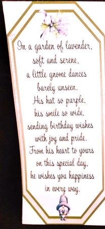 Lavender Gnome Offset Octagon Card by Margarette Blakeborough