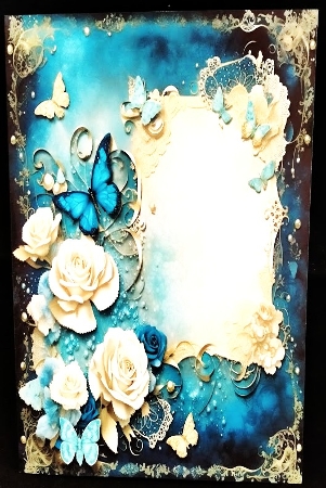 Blue with White Rose Journal Style by Margarette Blakeborough