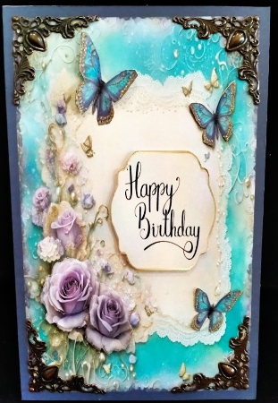 Aqua and Purple Roses Journal Style by Margarette Blakeborough