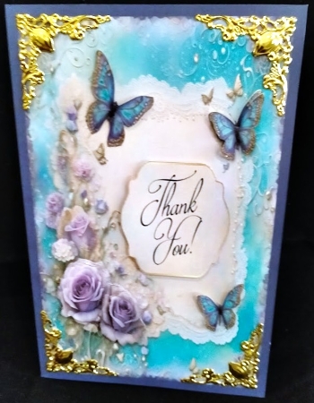 Aqua and Purple Roses Journal Style by Margarette Blakeborough