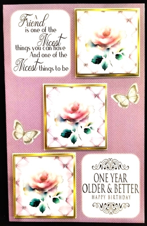 4 Pretty Pink Roses Diamond/Quilt  8X8 Frames 8x8 Mini Kit by Margarette Blakeborough
