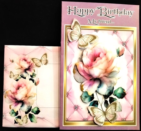 4 Pretty Pink Roses Diamond/Quilt  8X8 Frames 8x8 Mini Kit by Margarette Blakeborough